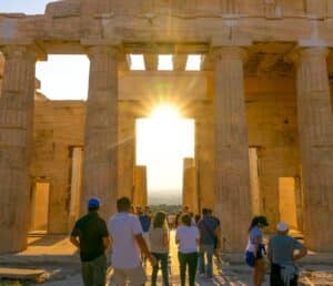 Entrance Portico to the Athenian Parthenon at Sunset