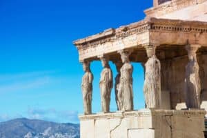 Karyatides statues, Erehtheio, on the Acropolis in Athens, Greec