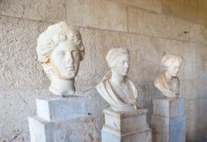 Ancient busts in Athens Agora Museum