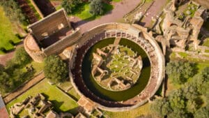 Aerial view of the Maritime theatre in Hadrian's Villa.