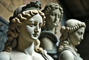 sculptures at the Uffizi Gallery in Florence, Italy