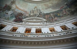View at upper gallery of Bourse de Commerce.