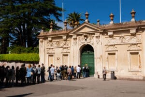 People stay in line to the Aventine Keyhole Rome