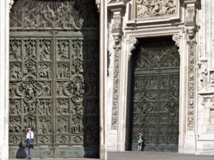 Bronze door of the Milan cathedral