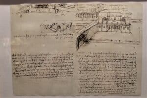 Leonardo da Vinci's drawings and notes in the museum