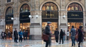 Prada shop in Galleria Vittorio Emanuele in Milano, Italy
