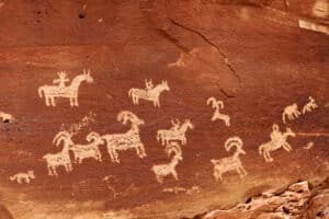Ancient petroglyphs in Arches National Park,Utah,America