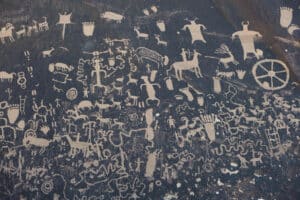 Petroglyphs on newspaper rock in Canyonlands national park, Utah, USA