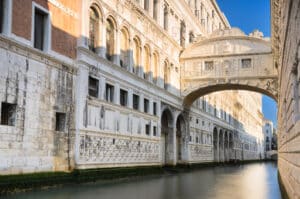 The famous Bridge of Sighs in Venice, Italy.