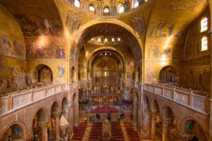 The mosaic decoration art of the interior of St Mark`s Basilica