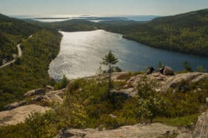 View Of Jordan Pond In Acadia National Park In Maine.