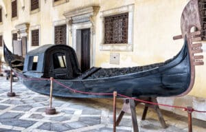 Vintage gondola at Doge`s Palace