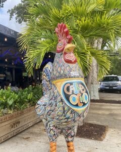 Colorful Calle Ocho rooster statue in Little Havana