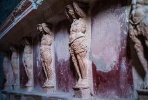 Forum Baths Atlantes, tepidarium wall details