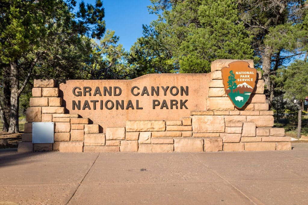 Grand Canyon National Park entrance sign