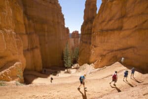 Hikers at Queens Garden trial at Bryce Canyon National Park in Utah