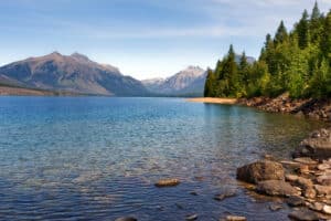 Lake McDonald, the largest lake in Glacier National park, Montana